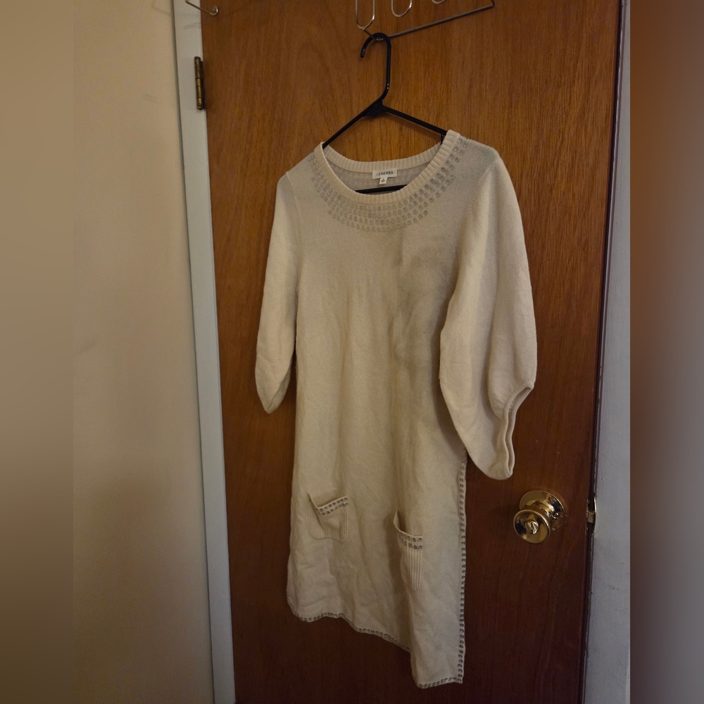 Generra Elegant Cream Sweater Dress Size Small